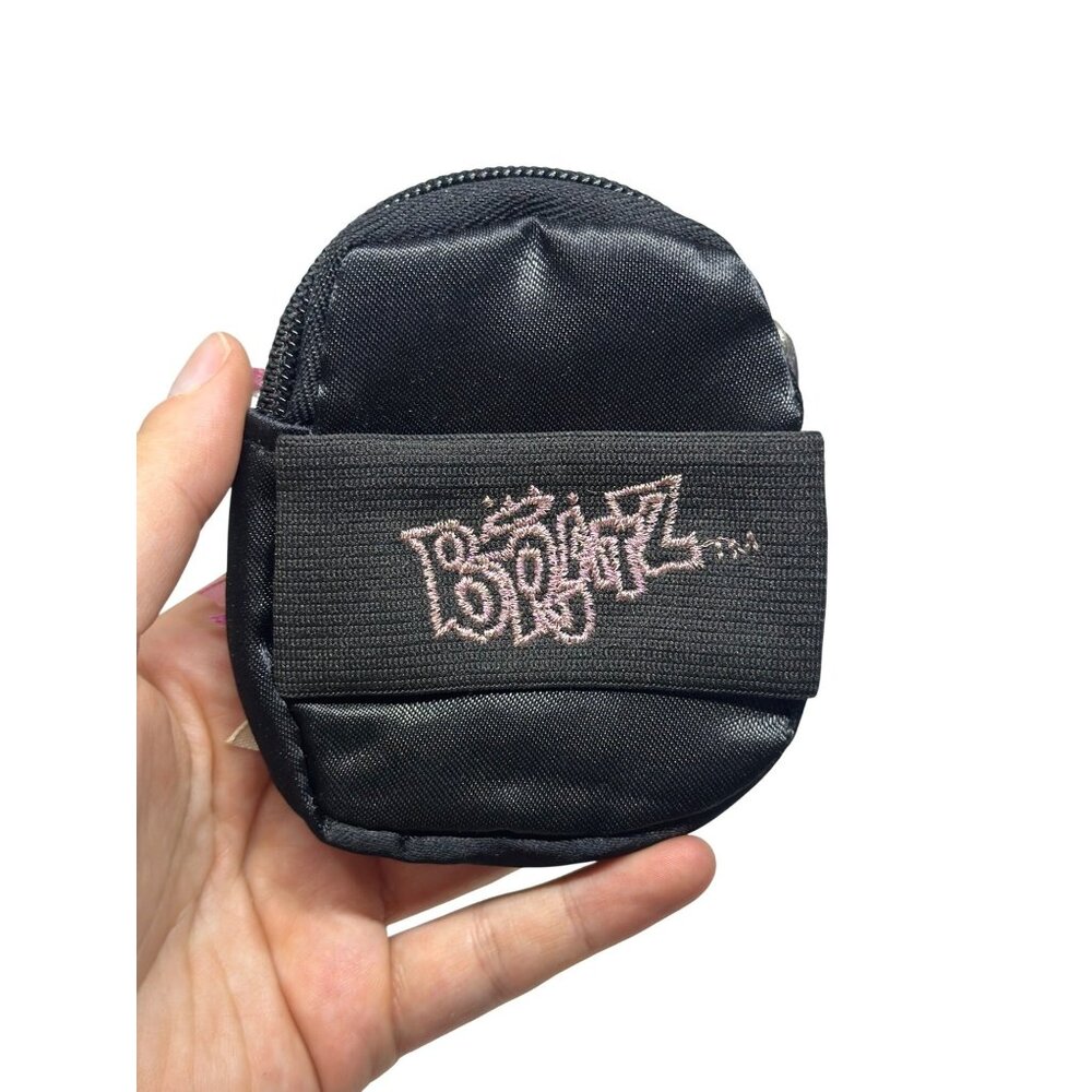 Bratz Small Black Coin Purse Bag Pink Logo Zipper Pouch Wristlet Strap Compact